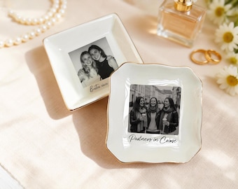 Personalized Photo Jewelry Dish, Custom Picture Ring Dish, Unique Best Friend Gift, Ceramic Trinket Tray for Best Friend, Gift for Bestie