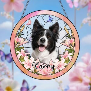 Custom Dog Portrait Stained Glass Suncatcher,Custom Dog Portrait from Photo,Dog Memorial Gift,Pet Loss Gift