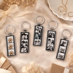 Personalized Photo Keychain, Custom Film Strip Keychain, Couple Family Pet Photo Gift, Personalized Keepsake, Custom Picture Keychain