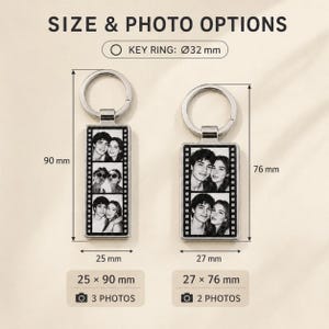 Personalized Photo Keychain, Custom Film Strip Keychain, Couple Family Pet Photo Gift, Personalized Keepsake, Custom Picture Keychain image 5