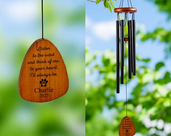 Pet Memorial Wind Chimes,Personalized Engrave Pet Memorial Outdoor Wind Chime,Dog Cat Loss Gift,Dog Memorial