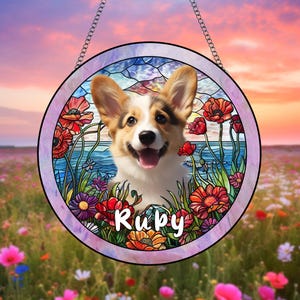 Custom Dog Portrait Stained Glass Suncatcher,Custom Dog Portrait from Photo,Dog Memorial Gift,Pet Loss Gift