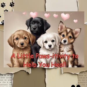 Tarjeta "Pensando en ti", adorable tarjeta de felicitación con sobre para animar a tu mascota, ideal para los amantes de los perros.