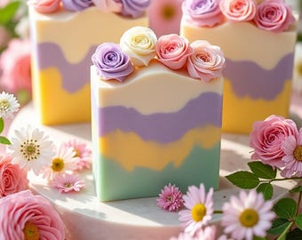Wildflower Soap Handmade Natural Bars, Floral Scent, 4.5-5 oz