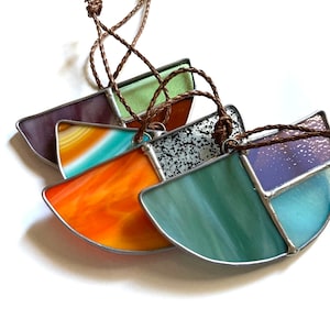 Modern Stained Glass Half Moon Suncatcher Ornaments
