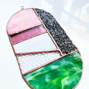 Pink tine | stained glass Suncatcher | Art Deco