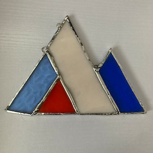 Stained glass mountain range Suncatcher / blue