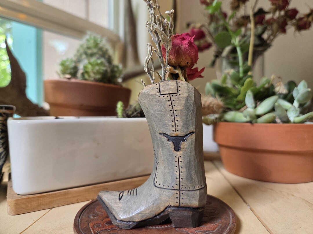 Hand Carved Wooden Cowboy Boot. Western Decor, Great Gift Idea. - Etsy