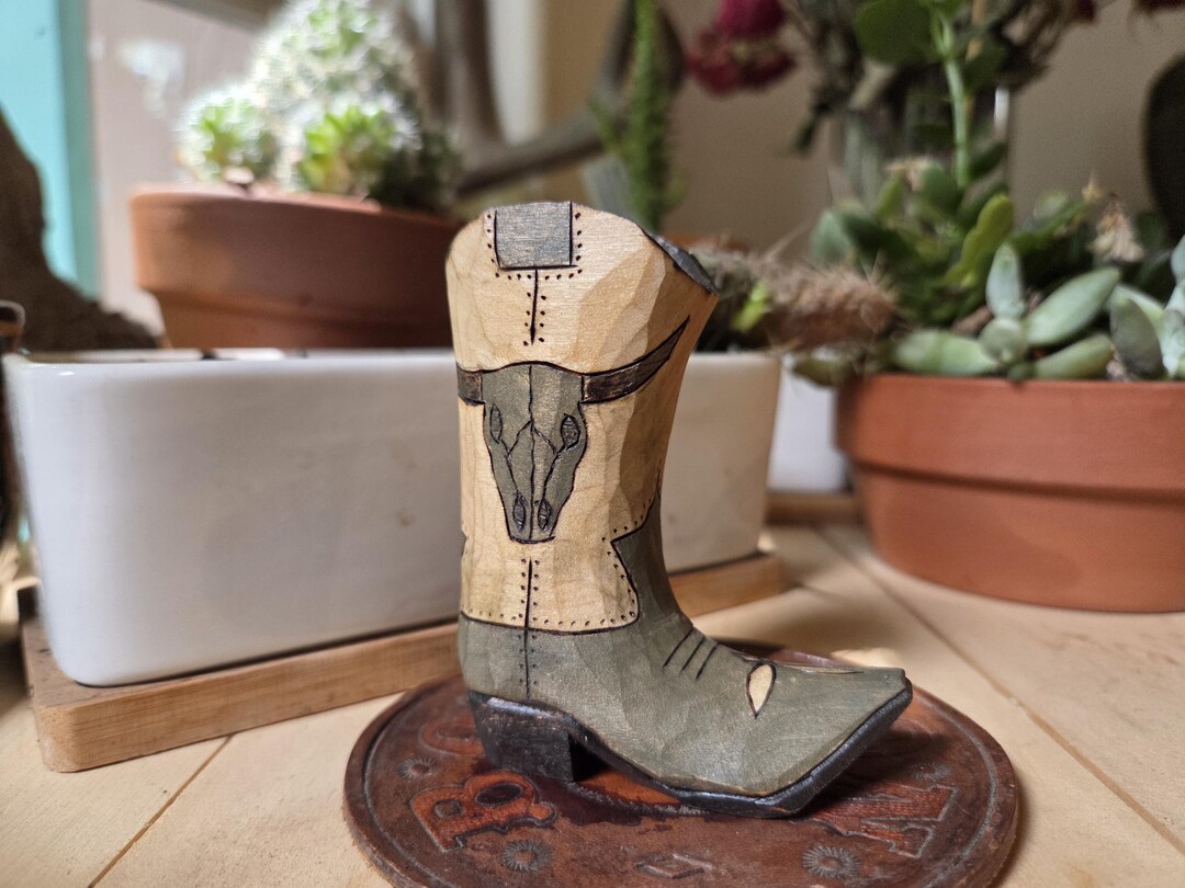 Hand Carved Wooden Cowboy Boot. Western Decor, Great Gift Idea. - Etsy