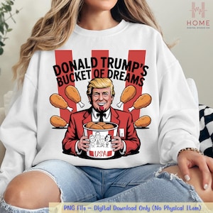 ドナルド・トランプの面白いKFCパロディアート | 政治漫画PNG | 夢のバケツのミームの印刷可能 | 風刺USAユーモアクリップアート