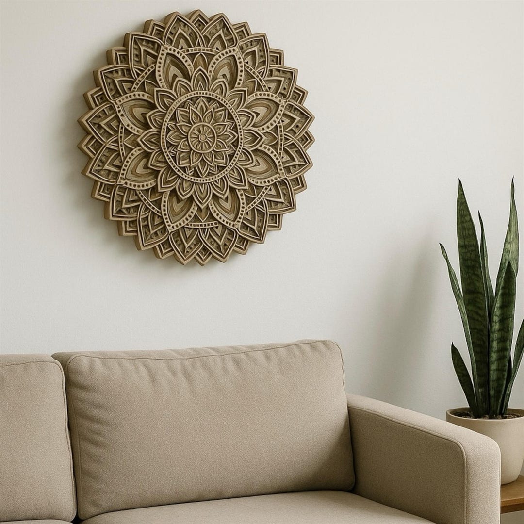 Mdf Layered Design 3D Layered MDF Mandala Wall Art: Spiritual Geometric Decor (34x34 Cm ...
