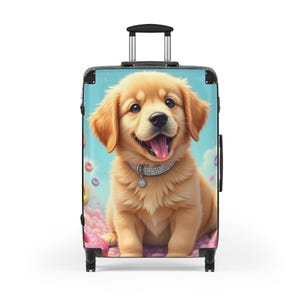 Bonita maleta Golden Retriever (3 tamaños), equipaje personalizado, bolso de viaje para amantes de las mascotas, equipaje de mano con temática canina, ideal para vacaciones y regalos.