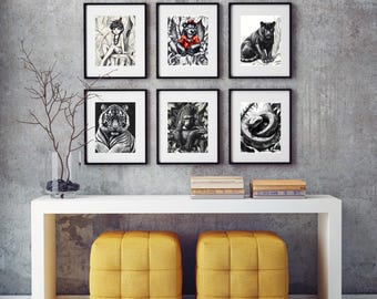 Wall Prints Baloo Jungle Book Mowgli Junglebook  Set of 6 Jungle Book Characters Print At Home Nursery Childs Room Art