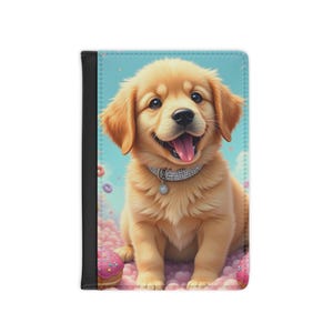 Cute Golden Retriever Passport Cover Travel Essential Passport Wallet Dog Lover Passport Case Adventure Journal Holder Passport Holder