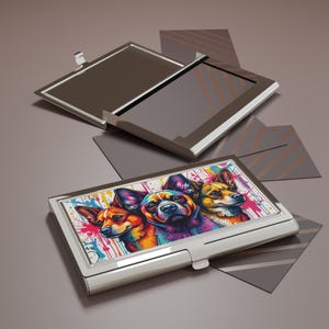 Porta biglietti da visita con motivo a cane e arte asiatica, regalo professionale, decorazione per ufficio, elemento essenziale per il networking, elegante custodia di presentazione, unico