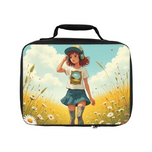 Whimsical Lunch Bag for Kids, Eco-Friendly Lunchbox, Floral Pattern, Perfect for Back to School, Lunch Prep, Picnic