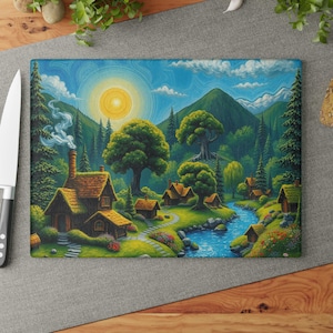 Nature-Inspired Glass Cutting Board, Rustic Kitchen Decor, Housewarming Gift, Artwork for Chefs, Beautiful Culinary Accessory