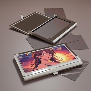 Anime-visitekaartjeshouder met Aziatische kunst, professioneel cadeau, kantoorinrichting, netwerk essentieel, stijlvolle presentatiedoos, unieke opties