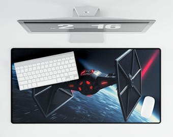 Tapete de mesa Tie Fighter para gamers, tapete de mesa colorido, mouse pad personalizado, acessórios de computador, decoração estilosa para estação de trabalho