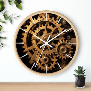 Wheel Wall Clock Design Inspiration Home Decor Wall Art Piece Display Kitchen Accent Gear Decoration Wall Timepiece Modern Style Living