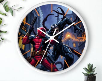 Comic Wanduhr Design Inspiration Wohnkultur Wandkunst Stück Display Küche Deadpool Venom Dekoration Wanduhr Modern Style Living