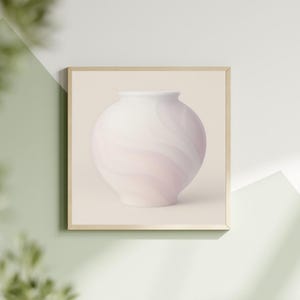 Gewelltes Mondglas Poster koreanische Keramik Wandkunst, minimalistischen Keramik Druck, weiche Pastell Dalhangari, Wabi Sabi Wohnkultur