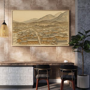Hanok Village Korea Canvas Art Traditional Korean House Painting Wall Decor