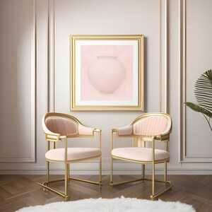 Póster de tarro lunar rosa pastel, impresión artística de cerámica coreana, decoración de pared minimalista