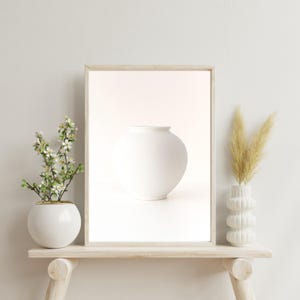 Minimalist White Moon Jar Canvas Korean Joseon Pottery Wall Art Gallery, Wall Art Inspired by Joseon Baekja