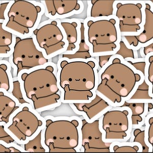 Cute Bear Sticker Sheet - 5 Funny Hand-Drawn Bear Stickers