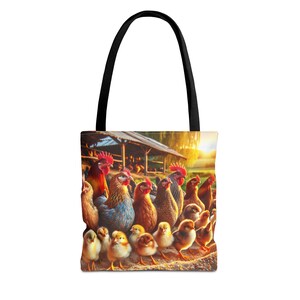 Sac fourre-tout poulet de ferme - Design mignon poule et poussin, parfait pour les agriculteurs, cadeaux de Pâques, amoureux des animaux, faire l'épicerie
