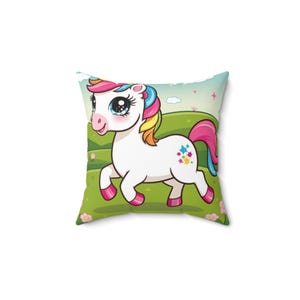 Whimsical pony Pillow | Cute Rainbow Decor for Kids, Cozy Nursery Cushion, Gift for Birthdays, Children's Room