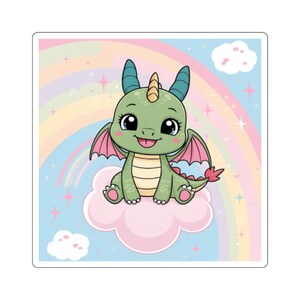 Cute Dragon Rainbow Stickers, Whimsical Decals for Kids, Laptop Accessories, Party Favors, Gift Ideas