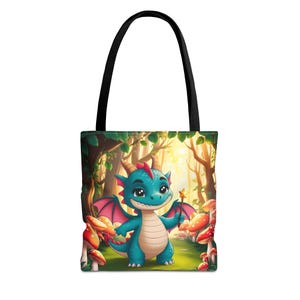 Cute Dragon Tote Bag for Kids, Fantasy Dragon Shopping Bag, Fairy Tale Gift, Colorful Reusable Tote, Magical Kids&#39; Bag