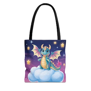 Cute Dragon Tote Bag, Fantasy Tote, Kids Bag, Nursery Decor, Baby Shower Gift, Eco-Friendly Bag, Art Tote