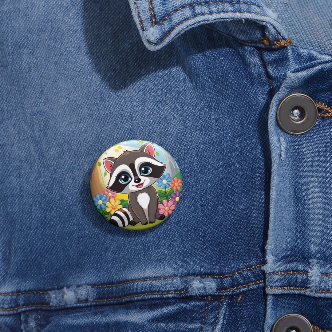 Cute Raccoon Custom Pin Buttons - Fun Accessories for Kids, Gift for ...