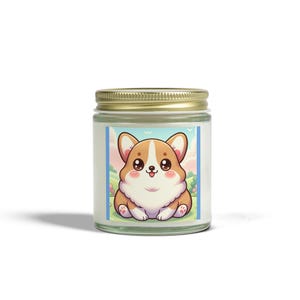 Corgi Scented Candle: Coconut Apricot Wax, Gift for Dog Lovers