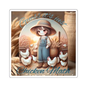 Whimsical Chicken Math Sticker: Farmhouse Laptop Decor