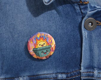 Custom Pin Buttons - Cute Fire Emoji, Fun Art for Backpacks, Unique Gifts, Funny Badges for Events, Quirky Party Supplies