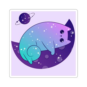Whimsical Cat Space Stickers | Cute Stickers for Laptop, Phone, Journals, Gifts, Kids, Astrology Lovers