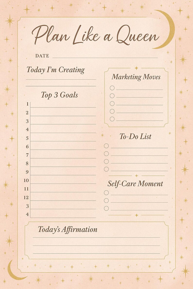 Plan Like a Queen – Celestial Planner (30-day Printable PDF) - Etsy
