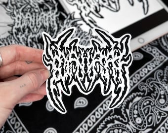 Sinner Metal Font Sticker - Edgy Goth Punk Tattoo Font Decal, Black and White Grunge Stationary - Journaling, Scrapbooking, Laptop & Collage