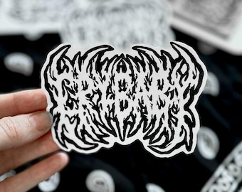 Crybaby Metal Font Sticker - Edgy Goth Punk Tattoo Font Decal, Black White Grunge Stationary - Journaling, Scrapbooking, Laptop & Collage