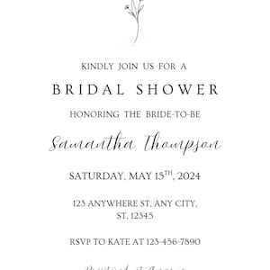 Simple Bridal Shower Invitation Template, Elegant, Minimal Invite, Minimalist, Modern, Instant Download
