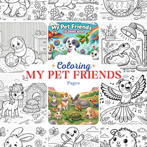 My Pet Friends Coloring Book | 10 Adorable Pet Printable Coloring Book | Digital Download Activity Book | Preschool | Kindergarten Fun