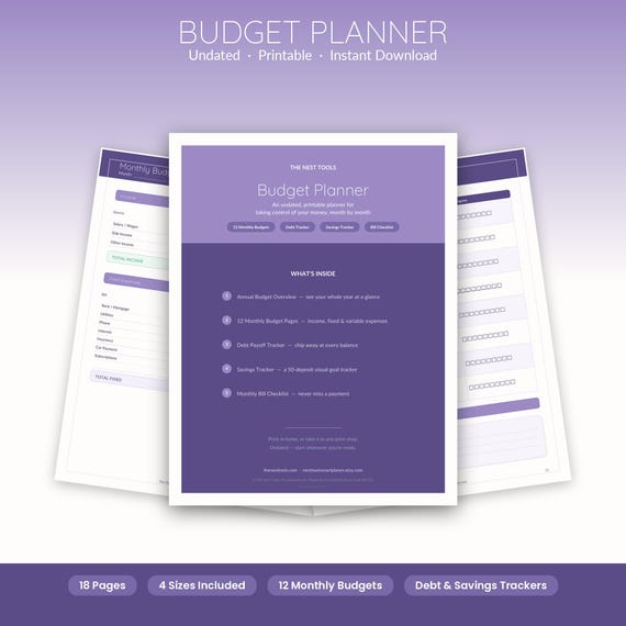 Lavender Kawaii Budget Planner Printable