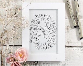 Fox and Florals | Printable for Standard Frame Sizes