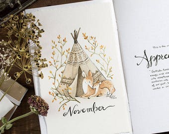 Mother and Fawn Watercolor | Blank and November Printables for Journal or Planner