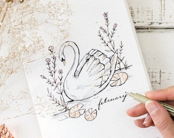 Full Blank Setup | Printable for Journal or Planner | Elegant Swan