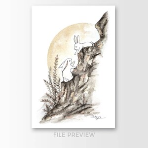 Printable for Journal or Planner Bunny on a Journey Painting image 4